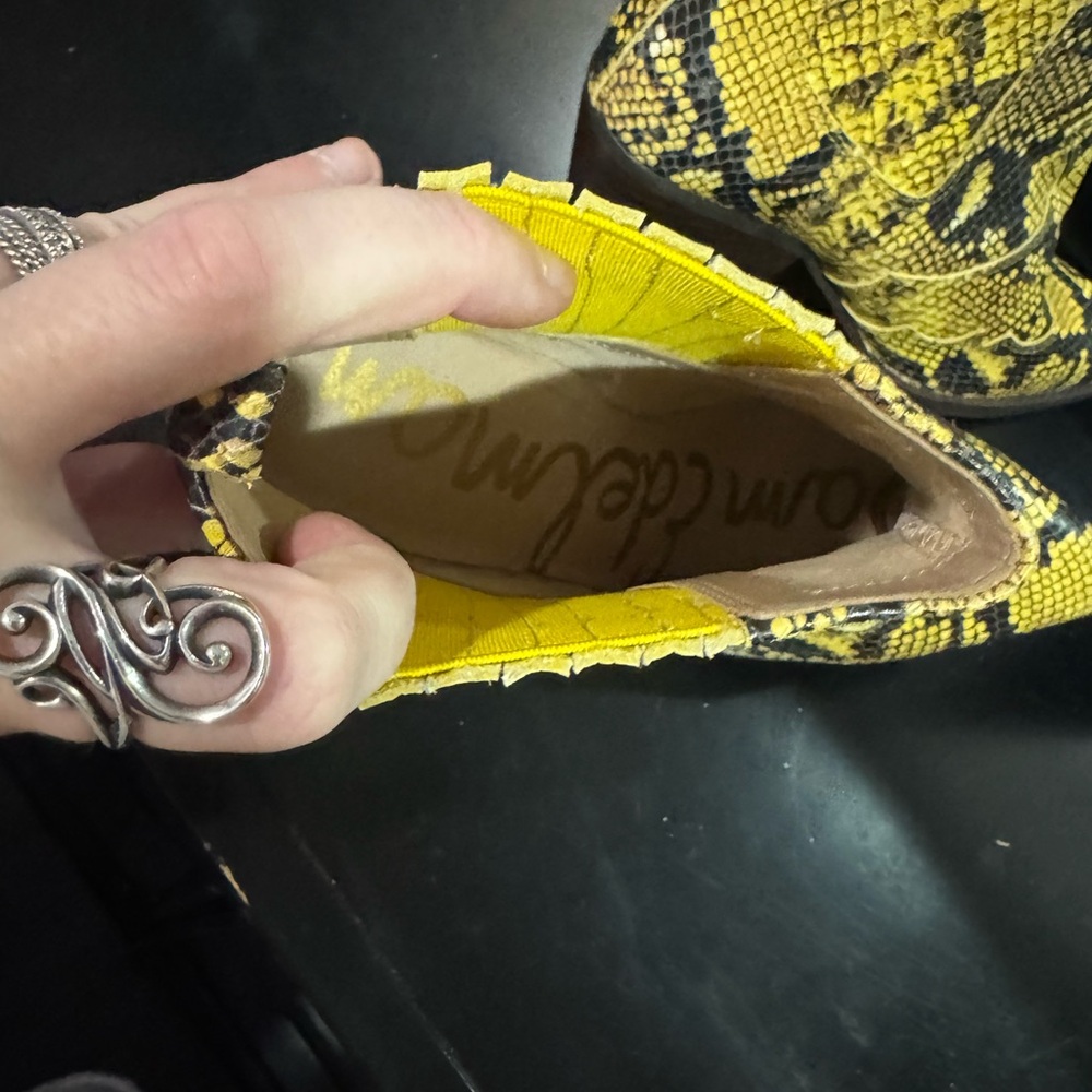 Sam Edelman Vibrant Yellow and Black Snake Print Booties - Picture 5 of 6